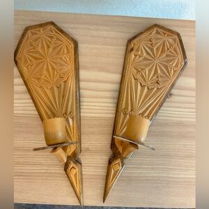 Light Wood Wall Mounted Candle Holders